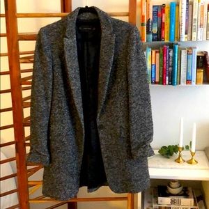 Zara woven black and white blazer coat